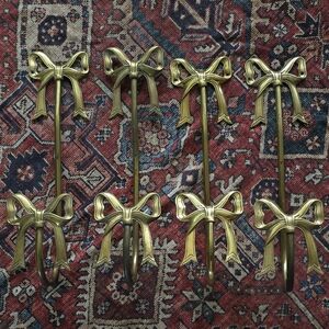 Vintage Brass Bow Wall Hooks